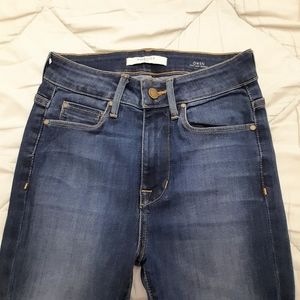 Fidelity Denim Gwen High Rise Skinny Winston  Blue Frayed Hem Size 24 Waist 25